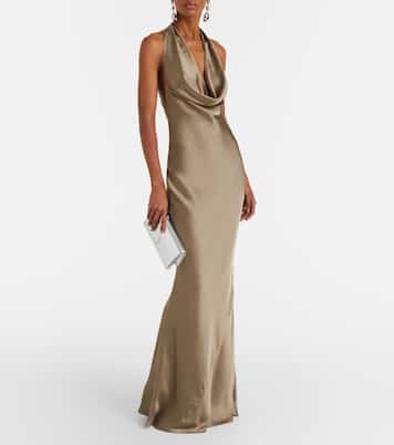 Abito lungo in raso halterneck | Norma Kamali