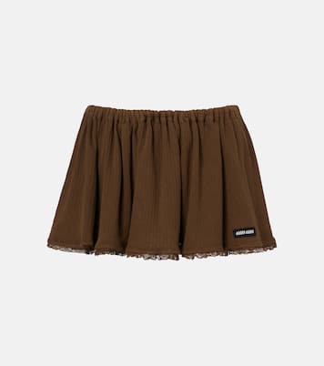 Lace-trimmed pointelle cotton miniskirt | Miu Miu