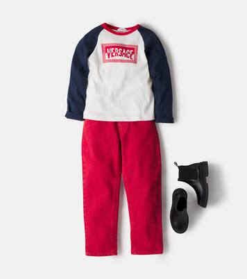 T-Shirt aus Baumwoll-Jersey mit Logo-Print | Versace Kids