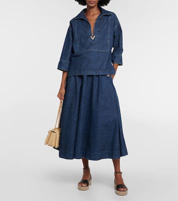 Espadrilles compensées Rockstud en cuir | Valentino Garavani