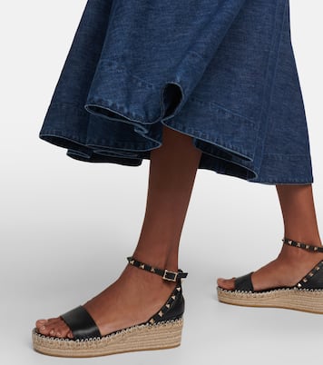 Espadrilles compensées Rockstud en cuir | Valentino Garavani