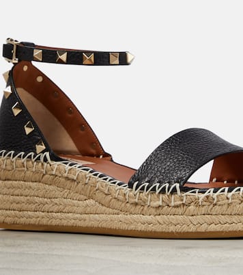 Espadrilles compensées Rockstud en cuir | Valentino Garavani