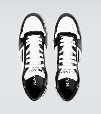 Downtown leather low-top sneakers | Prada