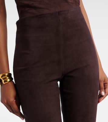 High-Rise-Schlaghose Cherilyn aus Veloursleder | Stouls