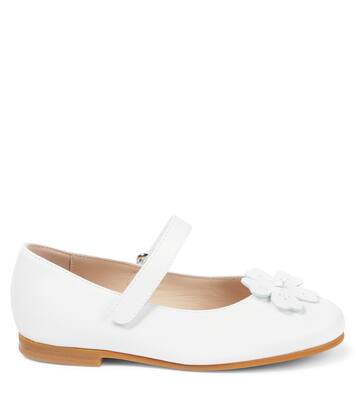 Floral-appliqué leather Mary Jane flats | Il Gufo