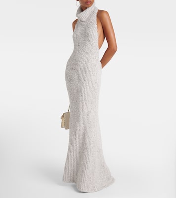 Turtleneck silk bouclé maxi dress | Valentino