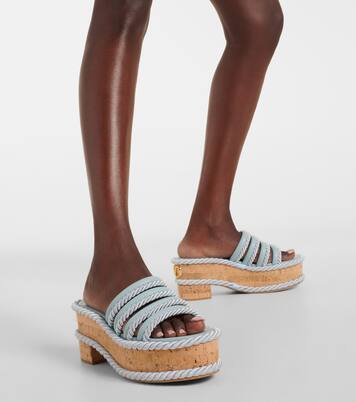 VLogo Summerblocks leather platform mules | Valentino Garavani