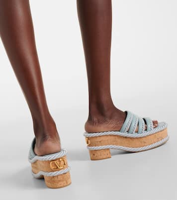 VLogo Summerblocks leather platform mules | Valentino Garavani