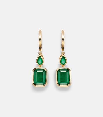 Illusion 18kt gold drop earrings with emeralds | Shay Jewelry