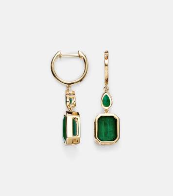 Illusion 18kt gold drop earrings with emeralds | Shay Jewelry