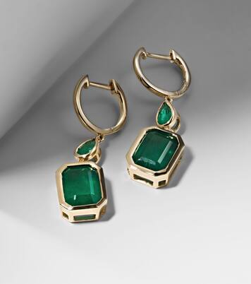 Illusion 18kt gold drop earrings with emeralds | Shay Jewelry