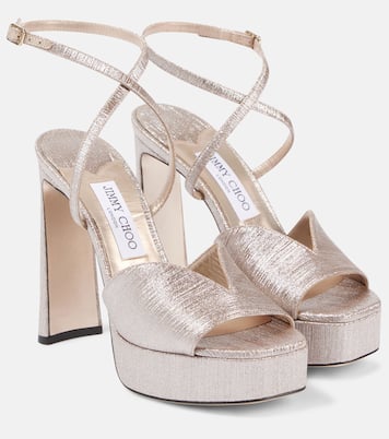 Karli 125 glitter platform sandals | Jimmy Choo