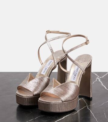 Karli 125 glitter platform sandals | Jimmy Choo