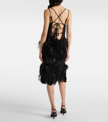 Sheer feather-trimmed midi dress | The Attico