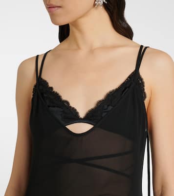 Sheer feather-trimmed midi dress | The Attico