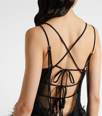 Sheer feather-trimmed midi dress | The Attico