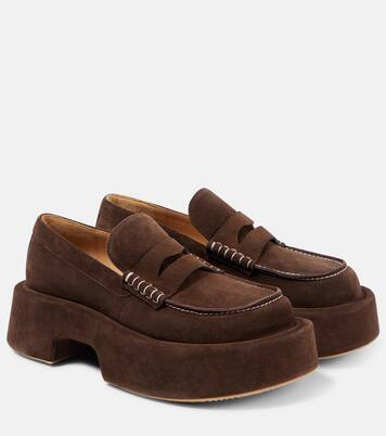 Suede platform penny loafers | JW Anderson