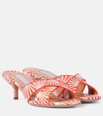 Divine 50 leather-trimmed mules | Aquazzura