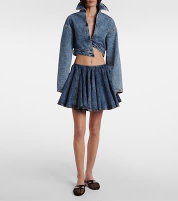 Asymmetric cropped denim jacket | Alaïa