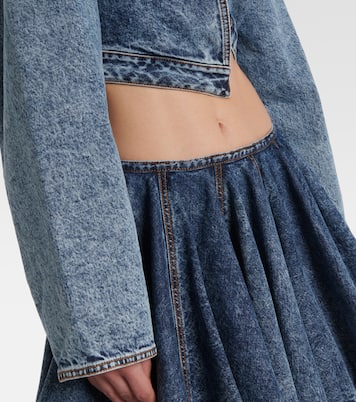 Asymmetric cropped denim jacket | Alaïa