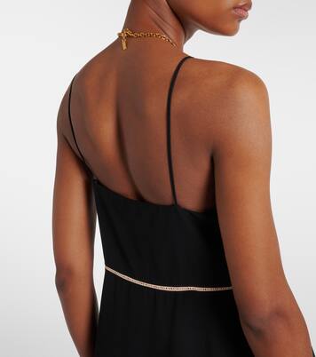 Vestido midi de chifón de seda con encaje | Chloé