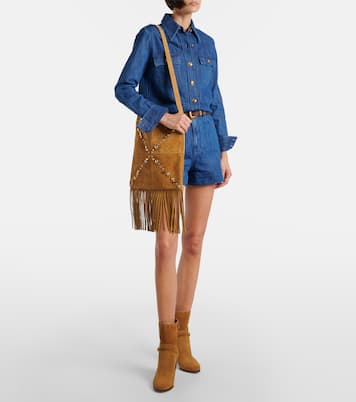 Schultertasche Nellcôte Medium aus Veloursleder | Valentino Garavani