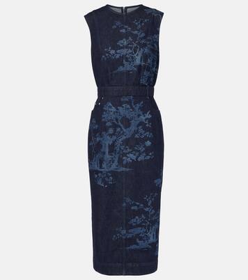 Robe crayon imprimée en jean | Erdem