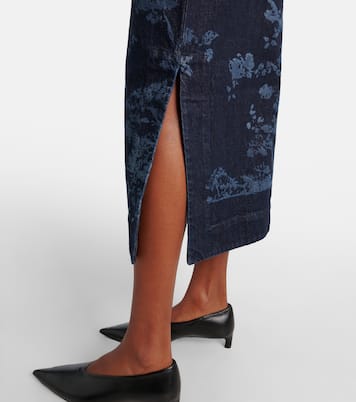Robe crayon imprimée en jean | Erdem