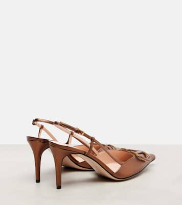 Slingback-Pumps VLogo Signature 80 aus Metallic-Leder | Valentino Garavani