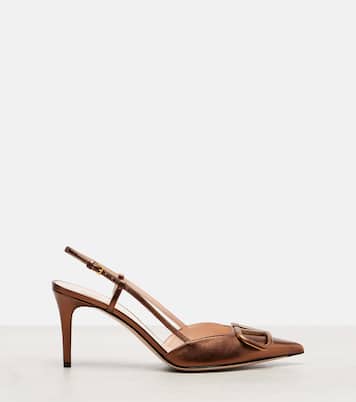 Slingback-Pumps VLogo Signature 80 aus Metallic-Leder | Valentino Garavani