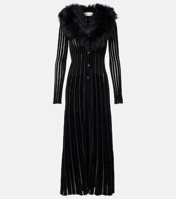 Vestido largo a rayas con borrego | Blumarine