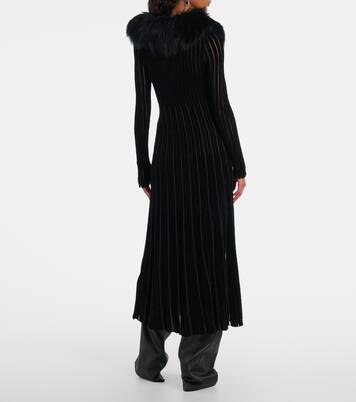 Vestido largo a rayas con borrego | Blumarine