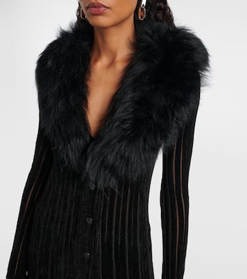 Vestido largo a rayas con borrego | Blumarine