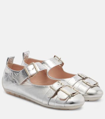 Buckle Ballerina Grip leather ballet flats | Simone Rocha