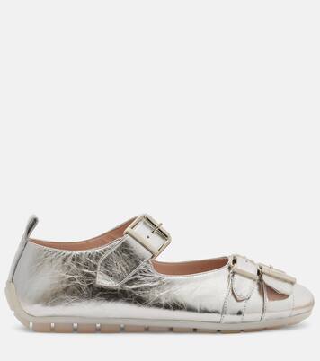 Buckle Ballerina Grip leather ballet flats | Simone Rocha