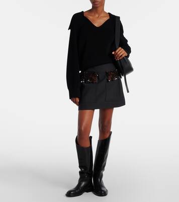Minifalda en mezcla de lana con lentejuelas | Plan C