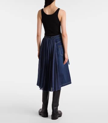 Pleated denim midi skirt | Sacai