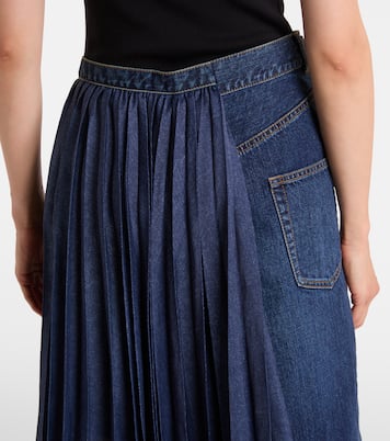 Pleated denim midi skirt | Sacai