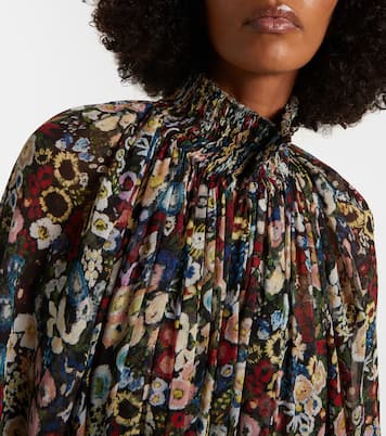 Edgar花卉真丝薄纱加长连衣裙 | Khaite