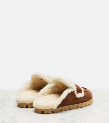 Shearling-lined suede mules | Prada