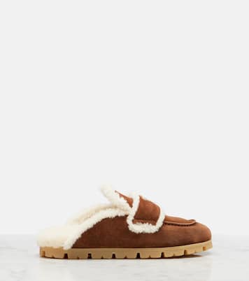 Shearling-lined suede mules | Prada