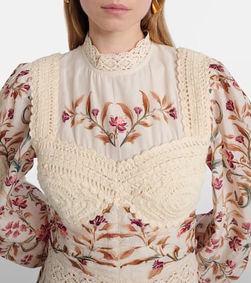 Midikleid aus Baumwolle mit Häkelstrick | Farm Rio