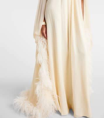 Feather-trimmed silk gown | Taller Marmo