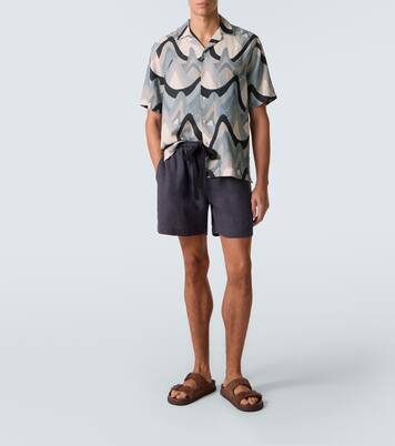 Roberto printed linen bowling shirt | Frescobol Carioca