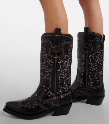 Bestickte Westernstiefel Mid Shaft | Ganni