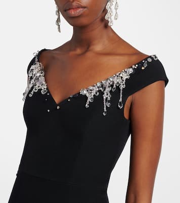 Abito lungo Lucrezia in crêpe con cristalli | Safiyaa