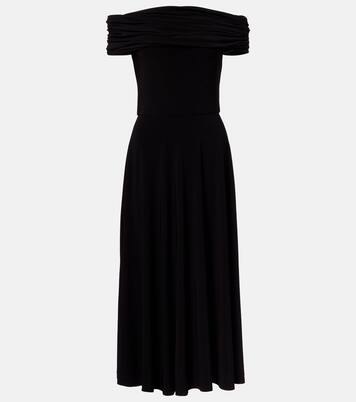 Draped off-shoulder midi dress | Norma Kamali