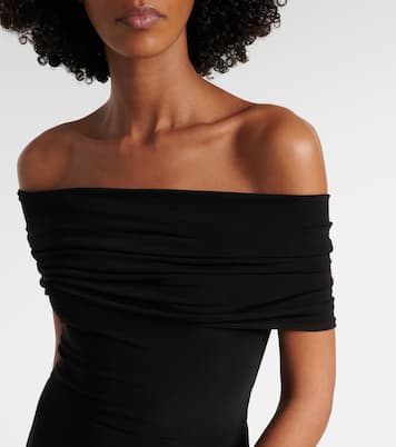 Draped off-shoulder midi dress | Norma Kamali