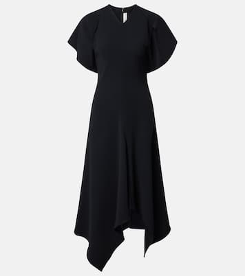 Vestido midi asimétrico de cady drapeado | Victoria Beckham