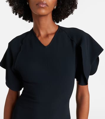 Vestido midi asimétrico de cady drapeado | Victoria Beckham